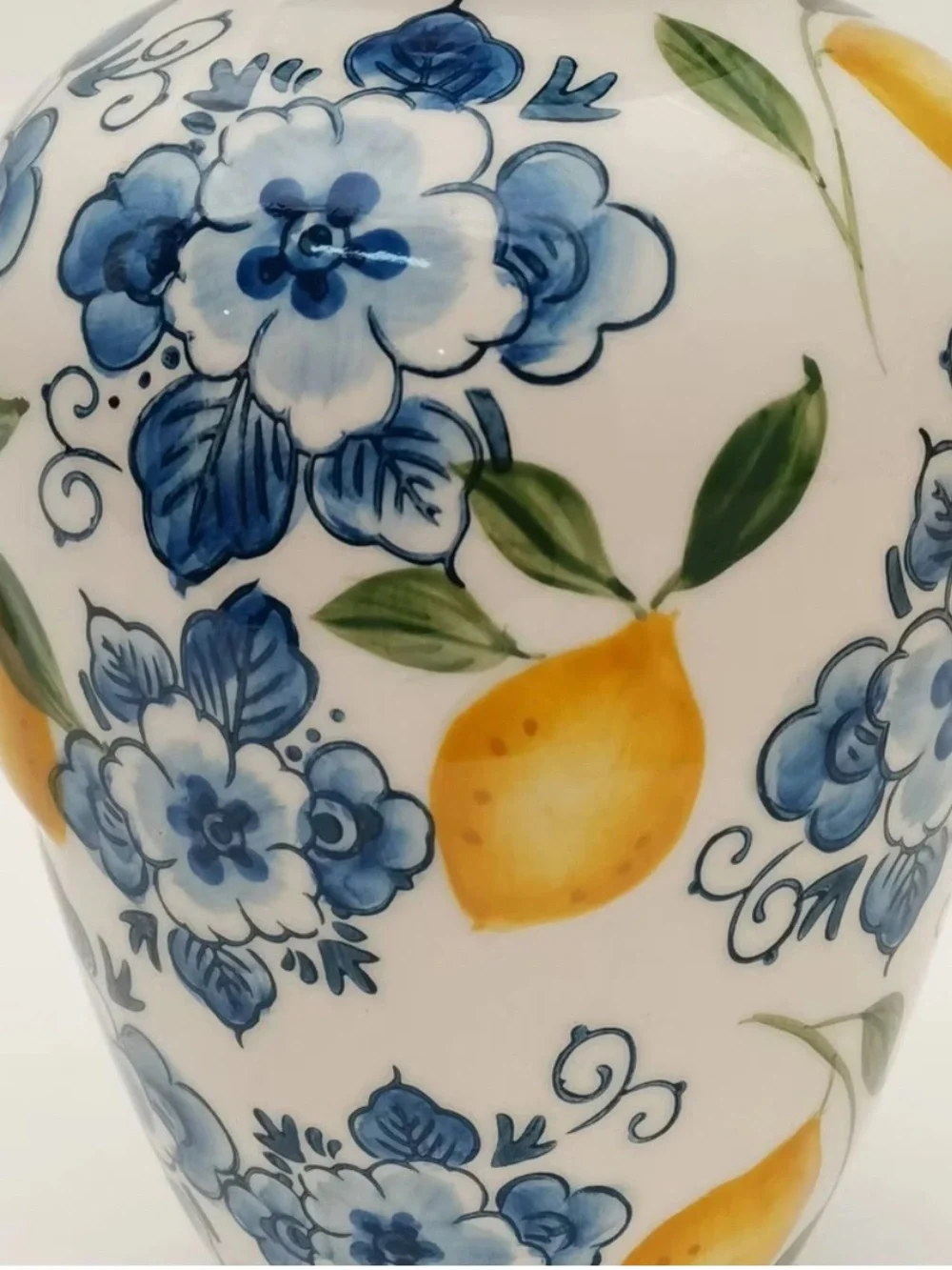 🍋 Muchoise Ceramic Lemon Vase White/Blue